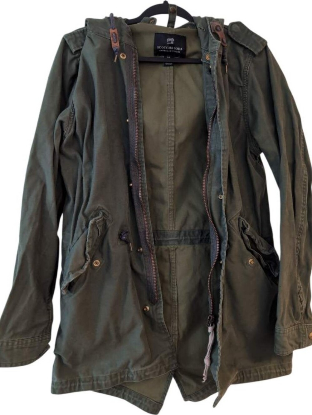 Scotch & Soda Olive Green Hooded Jacket
